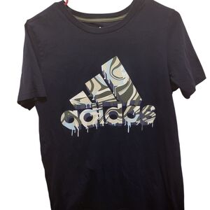 Adidas Black Tee with Camouflage Graphic